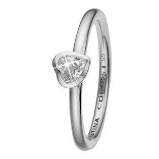 Christina Collect 925 sterling silver Promise heart ring with white topaz, model 2.14.A